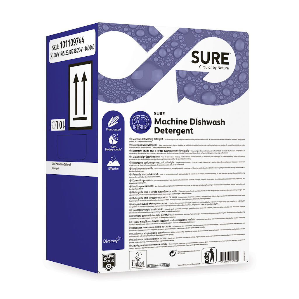 SURE Machine Dishwash Detergent 10L - Flydende maskinopvaskemiddel til hårdt vand